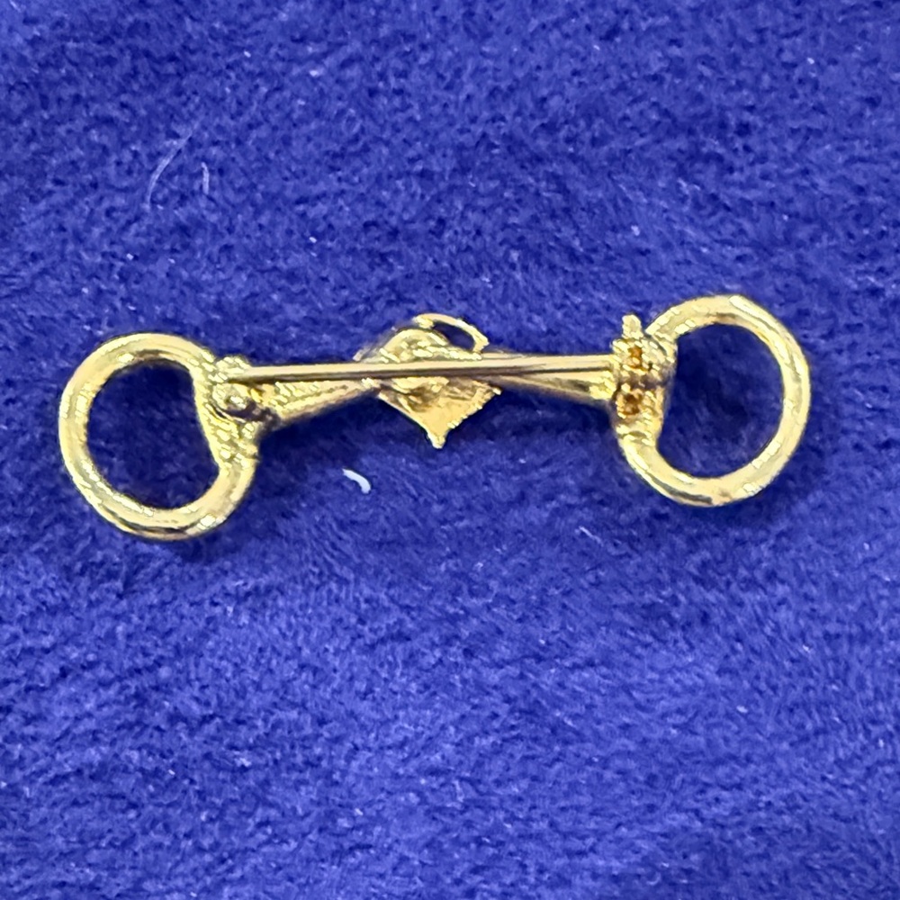 Gold Tone Horse Bit Pin Brooch with Horse Head Motif - Picture 2 of 5